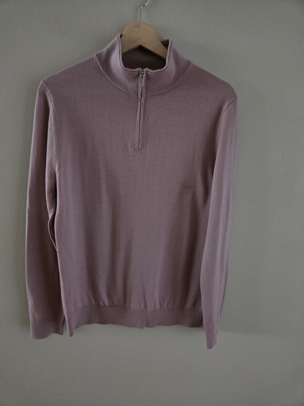 Reiss Men's Mauve Quarter-zip Pullover Sweater Medium Extra Fine Wool